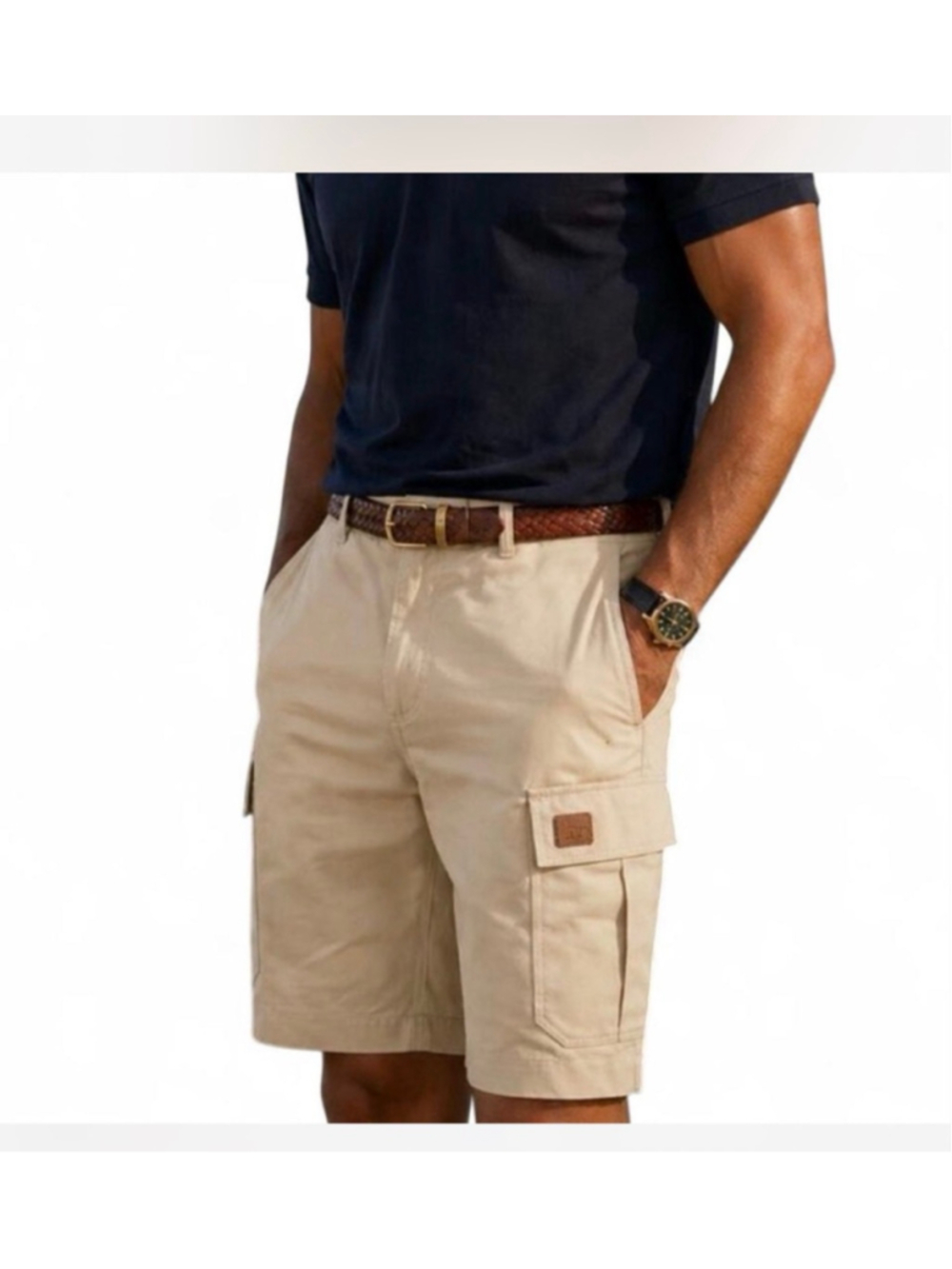 Men's Maison Kitsuné Beige Cafe Army Cargo Shorts Waist 32/34